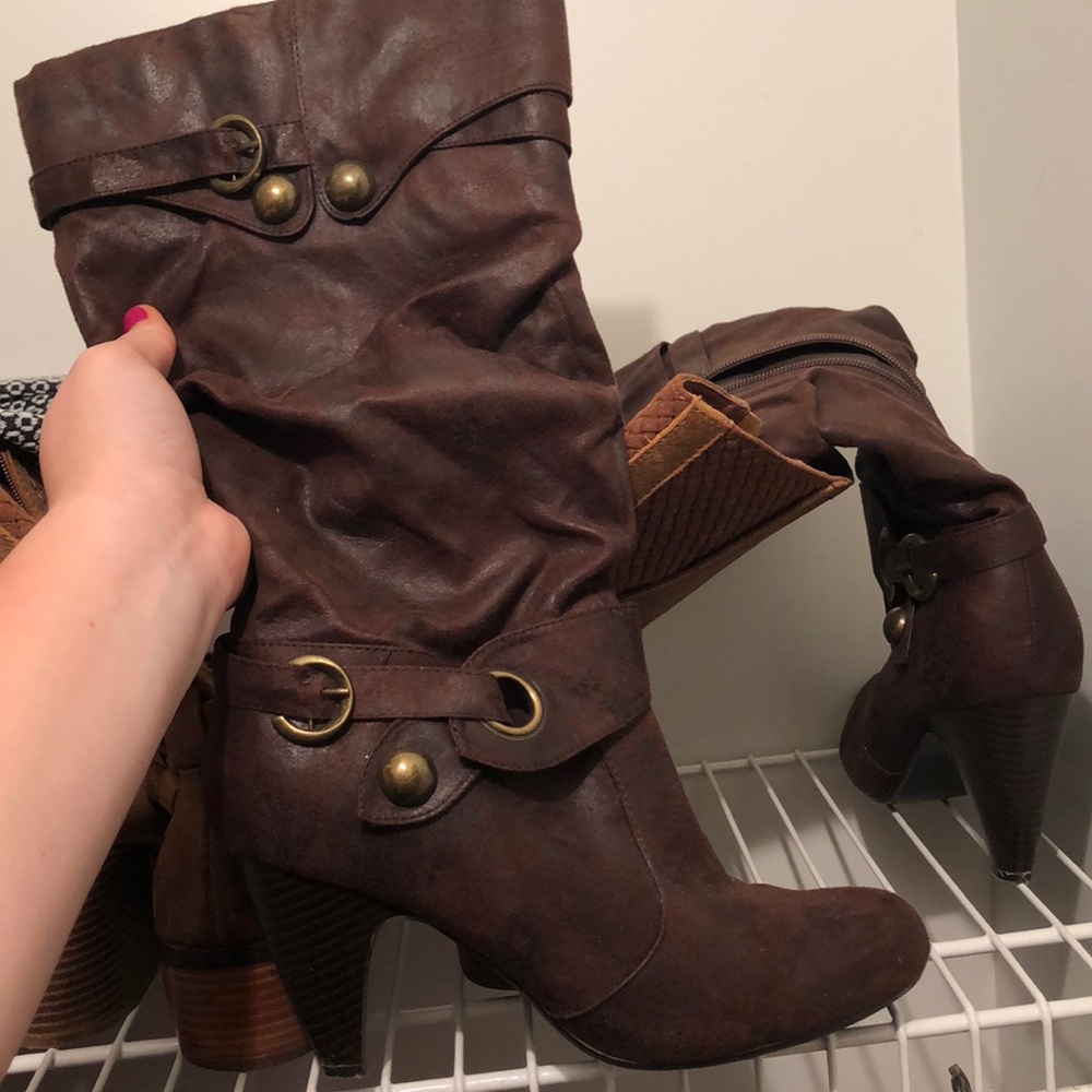 Brown heeled boots